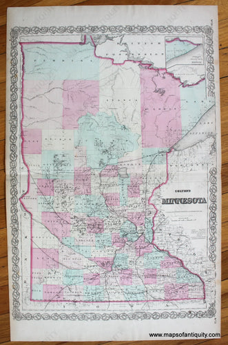 Antique-Hand-Colored-Map-Colton's-Minnesota-verso-Colton's-Wisconsin-**********-United-States-Wisconsin-1871-Colton-Maps-Of-Antiquity