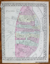 Load image into Gallery viewer, 1884 - Map Of The States Iowa And Missouri St. Louis On Reverse. Antique Genuine Hand-Colored
