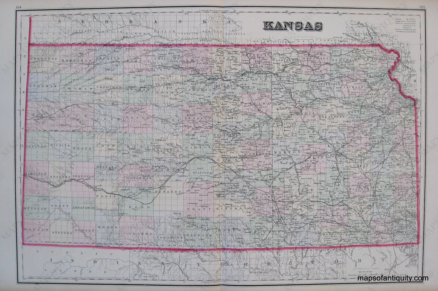 Antique-Hand-Colored-Map-Kansas-Midwest-Kansas-1881-Gray-Maps-Of-Antiquity