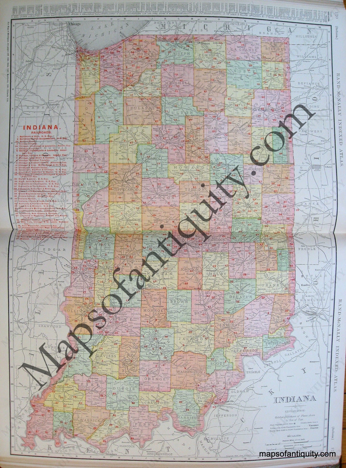 Printed-Color-Map-Indiana-United-States-Indiana-1904-McNally-Maps-Of-Antiquity