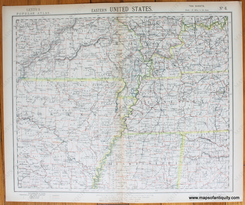 printed-color-Antique-Map-Eastern-United-States-Sheet-Six-of-Ten-United-States-Midwest-1883-Letts-Maps-Of-Antiquity