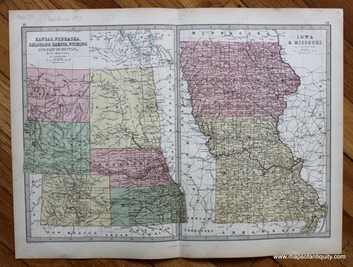 Antique-Printed-Color-Map-Kansas-Nebraska-Colorado-Dakota-Wyoming-and-Part-of-Montana-with-Manitoba.-Iowa-&-Missouri.-United-States-Midwest-1873-J.-Bartholomew-Maps-Of-Antiquity