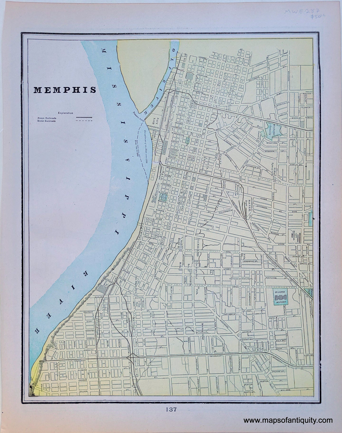 MWE287-Antique-Map-United-States-US-Nashville-Tennessee-Memphis-Cram-1900