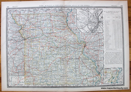 Antique-Printed-Color-Map-Missouri-United-States-Midwest-1883-Rand-McNally-Maps-Of-Antiquity