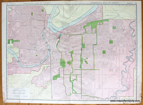 Antique-Printed-Color-Map-Kansas-City-Kan.-And-Kansas-City-MO.-United-States-Midwest-1912-Rand-McNally-Maps-Of-Antiquity