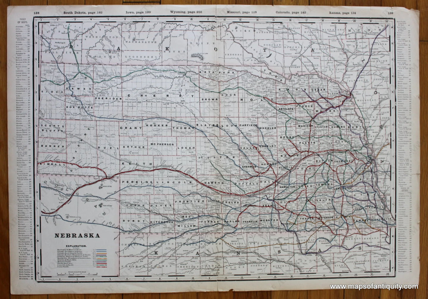 Antique-Printed-Color-Map-Nebraska-United-States-Midwest-1891-Grant-Maps-Of-Antiquity