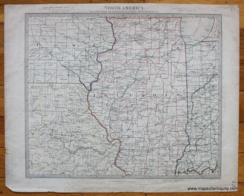 Antique-Map-North-America-Sheet-IX-Missouri-Illinois-Iowa-Indiana-United-States-Midwest-Midwestern-U.S.-US-SDUK-S.D.U.K.-Society-for-the-Diffusion-of-Useful-Knownledge-1860s-1800s-Mid-Late-19th-Century-Maps-of-Antiquity