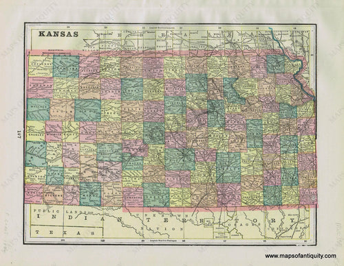 Antique-Map-State-United-States-U.S.-Midwest-Kansas-Nebraska-Home-Library-and-Supply-Association-Pacific-Coast-1892-1890s-1800s-Late-19th-Century-Maps-of-Antiquity-