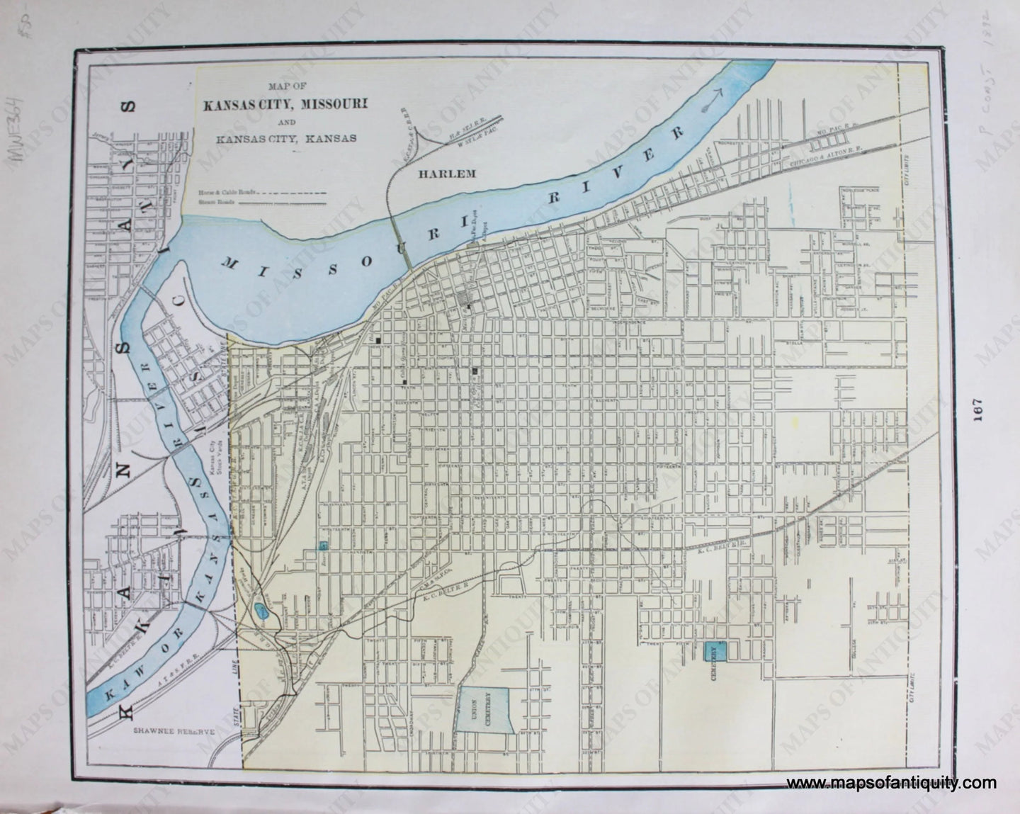 Antique-Map-City-Kansas-City-Missouri-Detroit-Michigan-Cities-Home-Library-and-Supply-Association-Pacific-Coast-1892-1890s-1800s-Late-19th-Century-Maps-of-Antiquity-