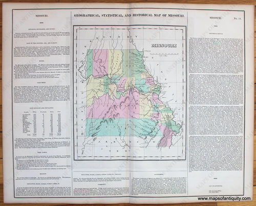 Antique-Map-Geographical-Statistical-and-Historical-Map-of-Missouri.-No.-10.-Carey-Lea-1827-1820s-1800s-19th-century-Maps-of-Antiquity