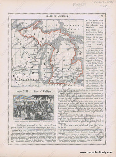 Antique-Printed-Color-Map-State-of-Michigan-verso-State-of-Iowa-Territories-1848-Goodrich-United-States-Midwest1800s-19th-century-Maps-of-Antiquity