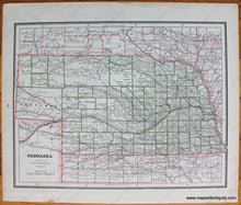 Load image into Gallery viewer, 1888 - Nebraska; Verso: Kansas Antique Map Genuine Printed-Color
