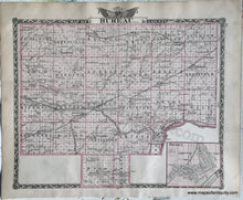 Load image into Gallery viewer, 1876 - Henry County; Verso: Bureau County Illinois Antique Map Genuine Printed-Color
