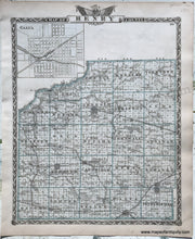 Load image into Gallery viewer, Antique-Hand-Colored-Map-Henry-County;-verso:-Bureau-County-Illinois-1876-Warner-&amp;-Beers-/-Union-Atlas-Co.-Midwest-1800s-19th-century-Maps-of-Antiquity
