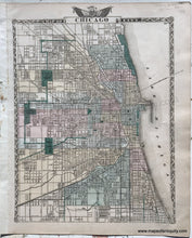 Load image into Gallery viewer, 1876 - Double-sided sheet with multiple maps: centerfold- Counties of Kane, Du Page, and nearly all of Cook; versos: Map of Chicago City / Aurora, Naperville, and Wheaton, Illinois - Antique Map
