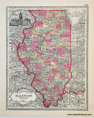 MWE478-Antique-Map-Tunisons-Illinois-verso-Tunisons-Iowa-United-States-Illinois-1888-Tunison-Maps-Of-Antiquity-1800s-19th-century