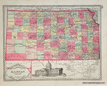 Load image into Gallery viewer, MWE479-Antique-Map-Tunisons-Missour-verso-Tunisons-Kansas-United-States-Missouri-1888-Tunison-Maps-Of-Antiquity-1800s-19th-century
