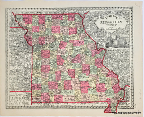 MWE479-Antique-Map-Tunisons-Missour-verso-Tunisons-Kansas-United-States-Missouri-1888-Tunison-Maps-Of-Antiquity-1800s-19th-century