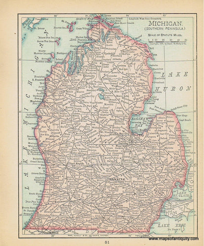 Genuine-Antique-Map-Michigan-(Southern-Peninsula)-1900-Rand-McNally-Maps-Of-Antiquity