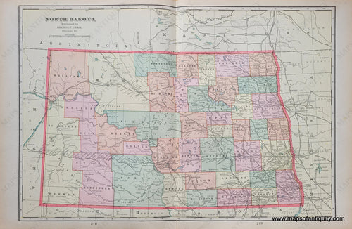 Genuine-Antique-Map-North-Dakota-1903-Cram-Maps-Of-Antiquity