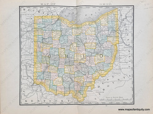 Genuine Antique Map-Map of Ohio-1884-Rand McNally & Co-Maps-Of-Antiquity