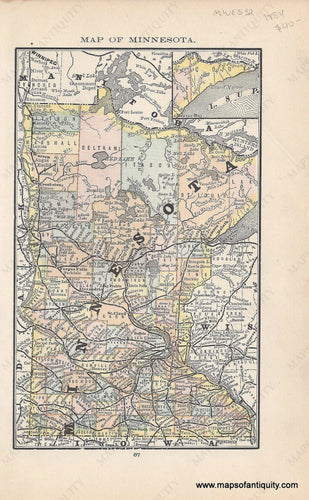 Genuine Antique Map-Map of Minnesota-1884-Rand McNally & Co-Maps-Of-Antiquity