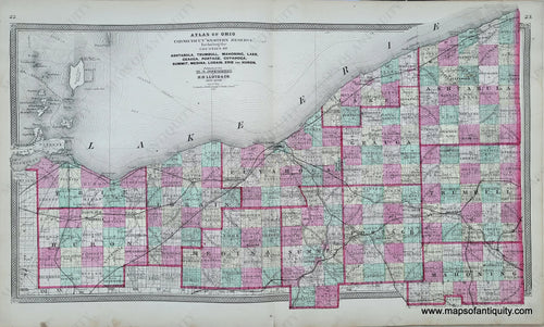 Genuine-Antique-Hand-colored-Map-Atlas-of-Ohio-Connecticut-Western-Reserve-Including-the-Counties-of-Ashtabula-Trumbull-Mahoning-Lake-Geauga-Portage-Cuyahoga-Summit-Medina-Lorain-Erie-and-Huron--1868-Stebbins-Lloyd-Maps-Of-Antiquity