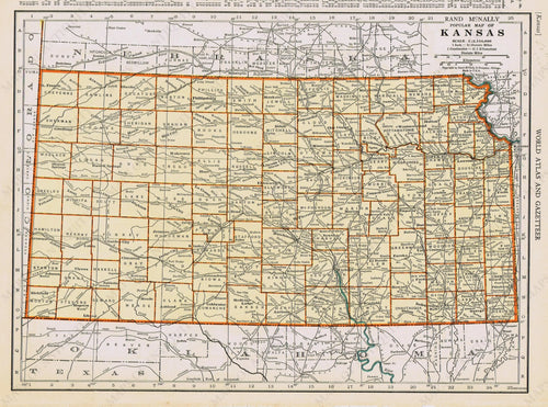 Genuine-Antique-Map-Popular-Map-of-Kansas-1940-Rand-McNally-Maps-Of-Antiquity