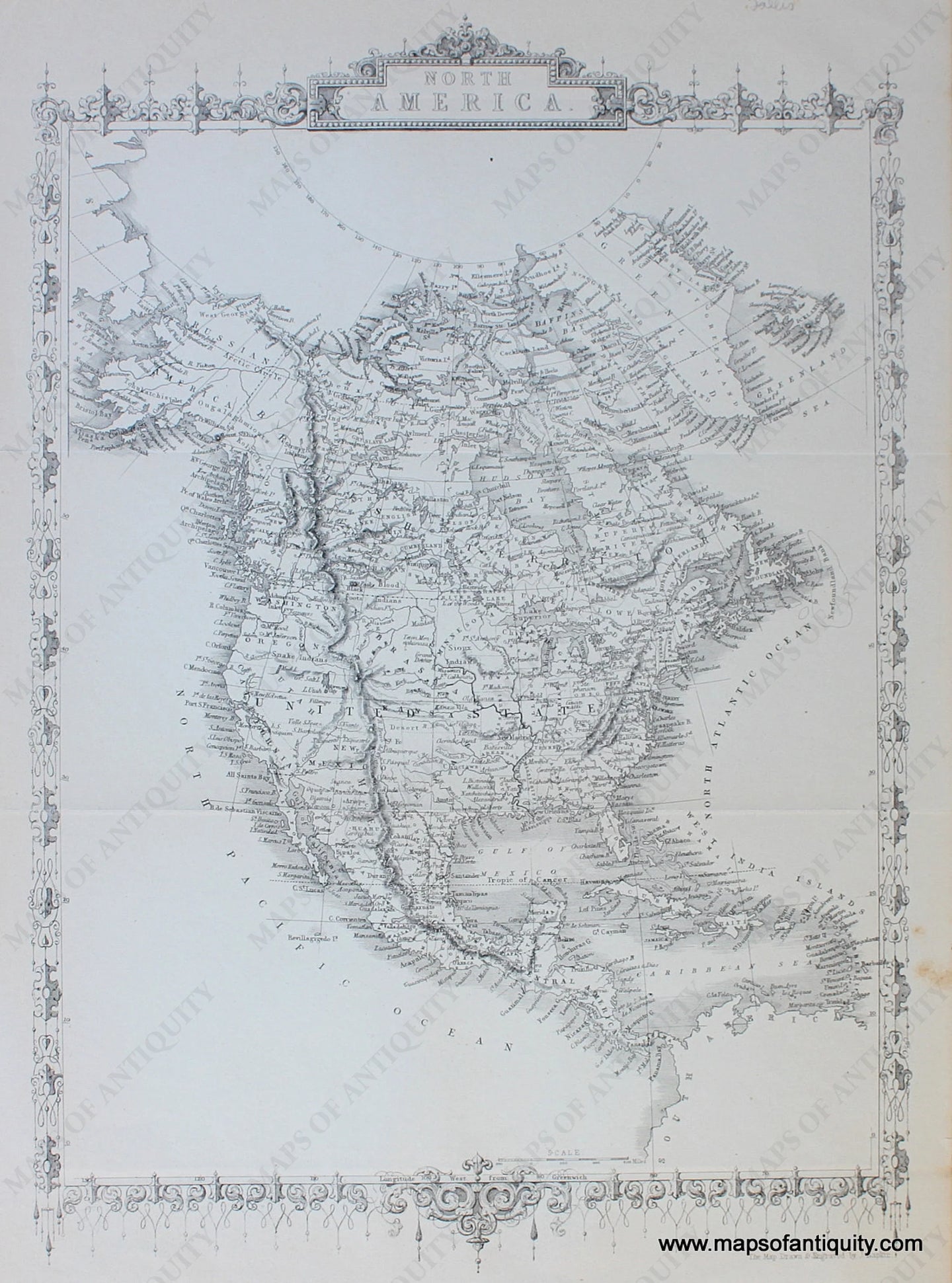 Engraved-North-America**********--North-America-North-America-General-1850-Rapkin-Maps-Of-Antiquity