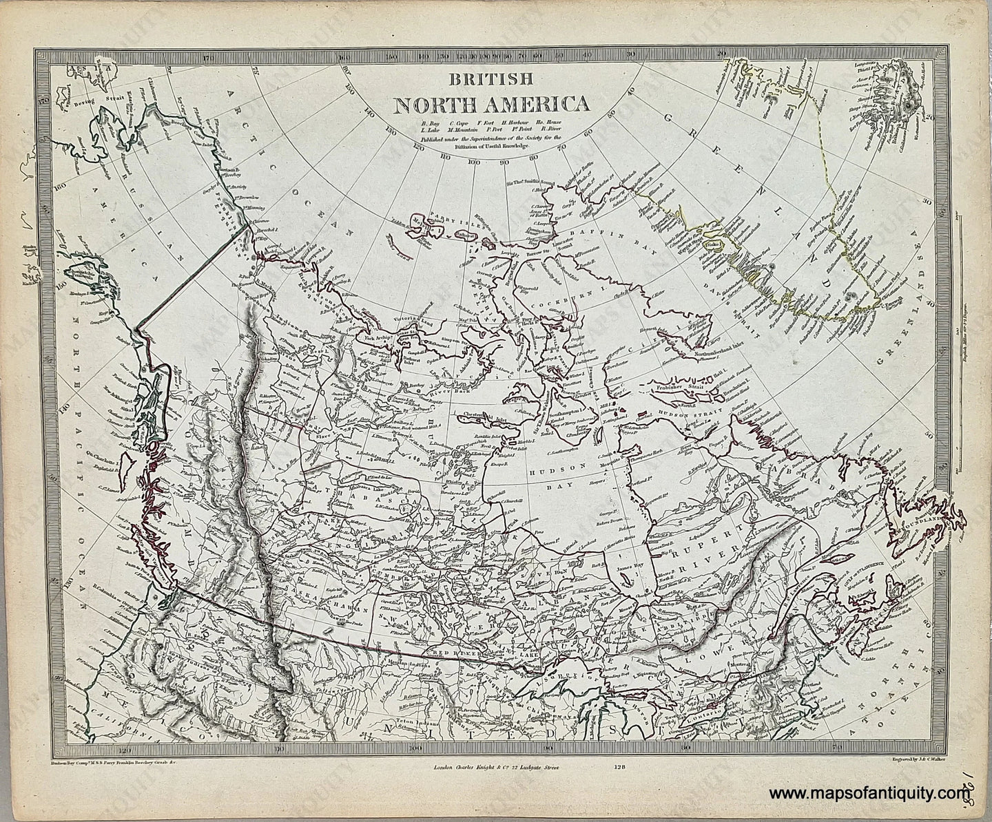 1850 - British North America Antique Map Genuine Hand-Colored