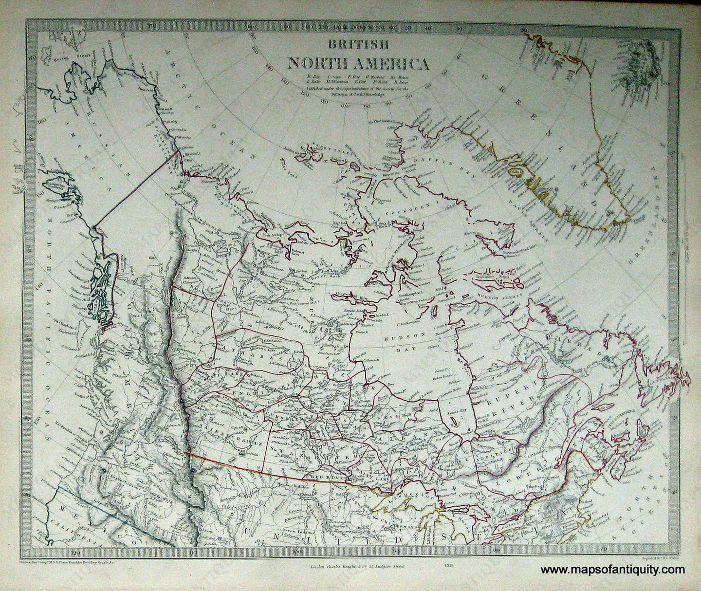 Antique-Hand-Colored-Map-British-North-America-**********-North-America-Canada-1840/1844-SDUK/Society-for-the-Diffusion-of-Useful-Knowledge-Maps-Of-Antiquity