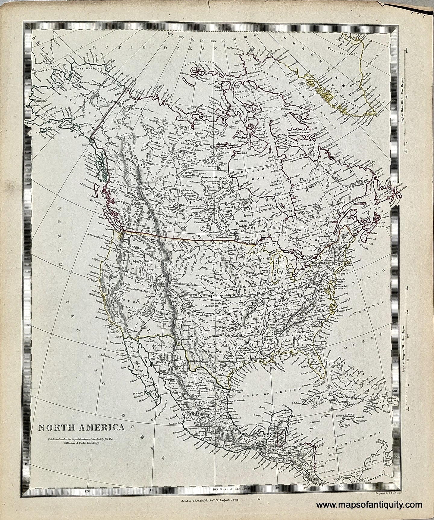 Antique-Hand-Colored-Map-North-America-SDUK-******-North-America-North-America-General-1850-SDUK/Society-for-the-Diffusion-of-Useful-Knowledge-Maps-Of-Antiquity