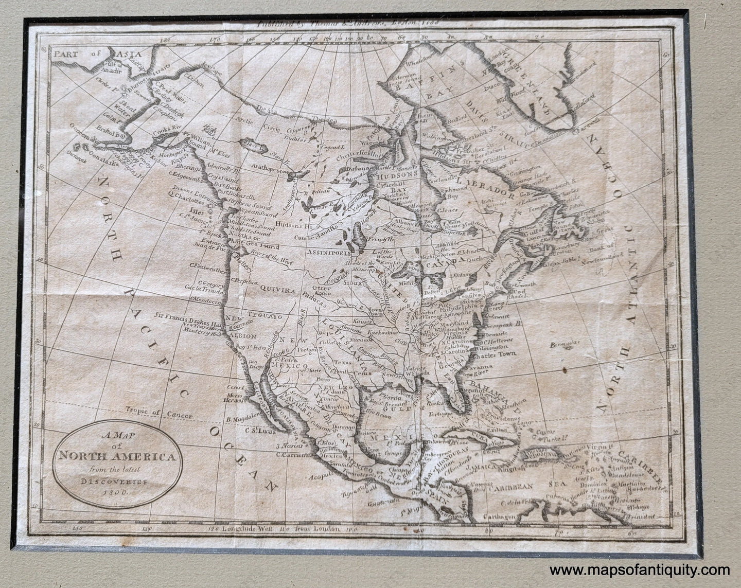 NAM054FR-Antique-Map-North-America-latest-discoveries-1800-Thomas-Andrews-Morse-Maps-Of-Antiquity