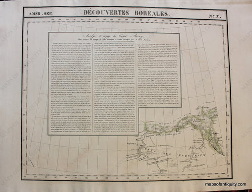 Antique-Hand-Colored-Map-Amer.-Sep.-No.-7-Decouvertes-Boreales-North-America--1827-Vandermaelen-Maps-Of-Antiquity