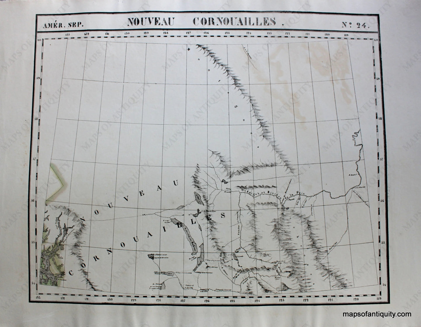 Antique-Hand-Colored-Map-Amer.-Sep.-No.-24-**********-North-America--1827-Vandermaelen-Maps-Of-Antiquity