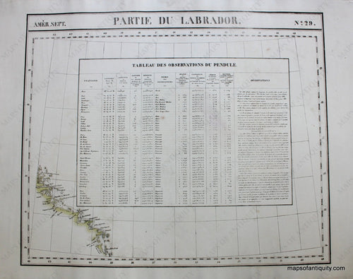 Antique-Hand-Colored-Map-Amer.-Sep.-No.-29.-Partie-du-Labrador-North-America--1827-Vandermaelen-Maps-Of-Antiquity