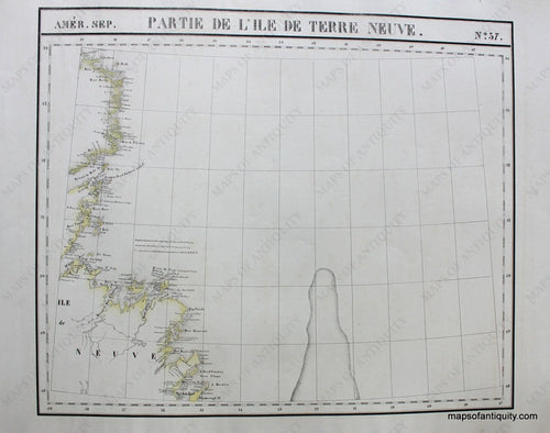 Antique-Hand-Colored-Map-Amer.-Sep.-No.-37-Partie-de-l'Ile-de-Terre-Neuve-North-America--1827-Vandermaelen-Maps-Of-Antiquity