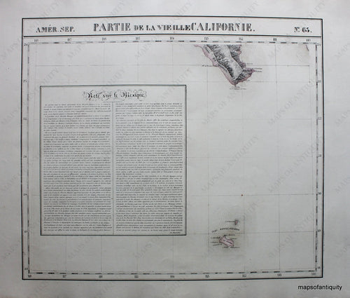 Antique-Hand-Colored-Map-Amer.-Sep.-No.-63-Partie-de-la-Vieille-Californie-North-America--1827-Vandermaelen-Maps-Of-Antiquity