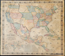 Load image into Gallery viewer, 1853 - New Map Of North America Antique Genuine Wall
