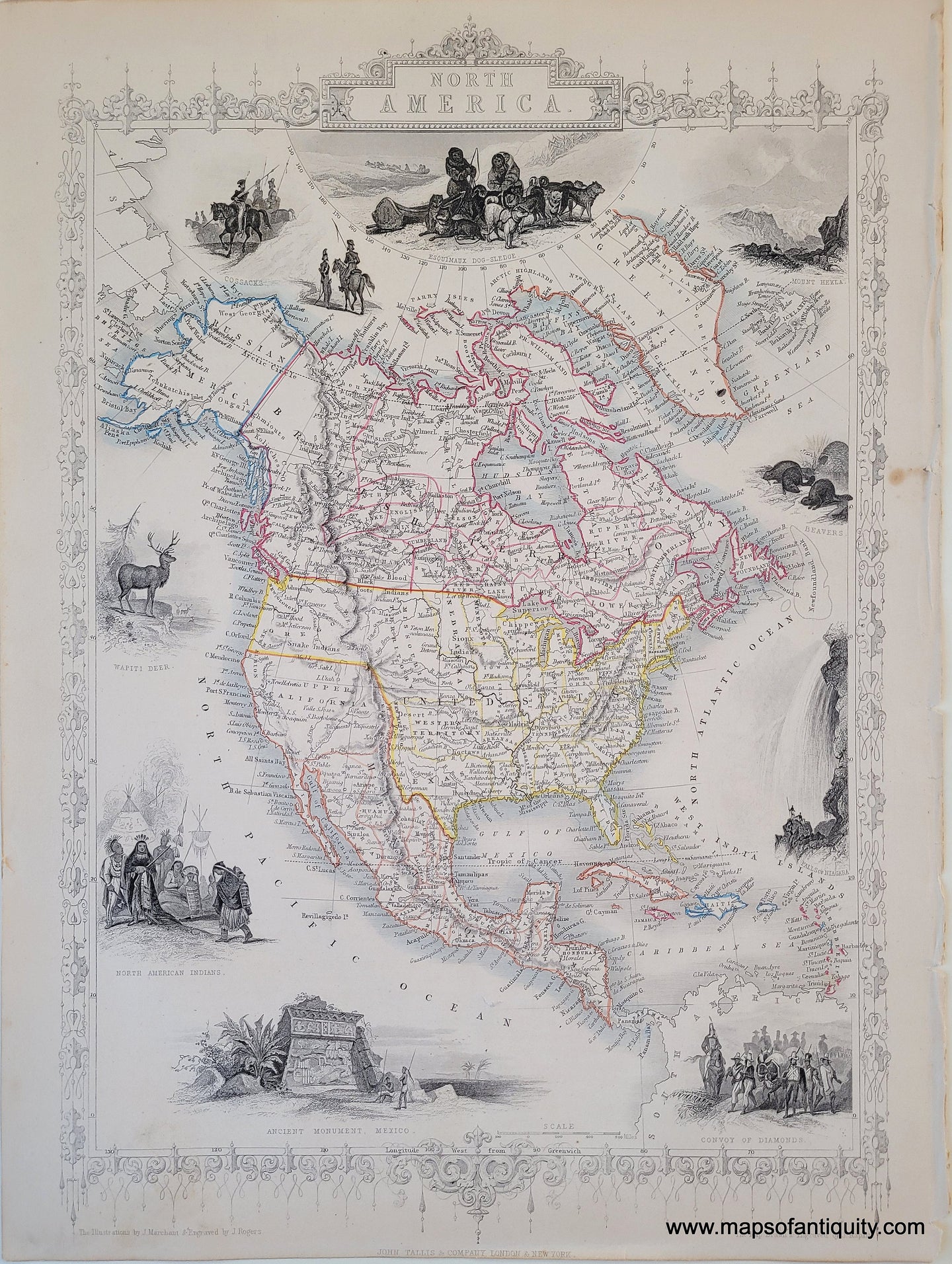 1851 - North America - Antique Map