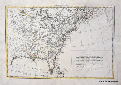 Antique-Hand-Colored-Map-Canada-Sheet-**********-North-America-North-America-General-1785-Bonne-Maps-Of-Antiquity