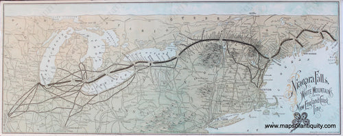 Printed-Color-Antique-Map-Niagara-Falls-White-Mountains-and-New-England-Coast-Line-******-North-America--c.1890-Rand-Avery-Supply-Co-Maps-Of-Antiquity
