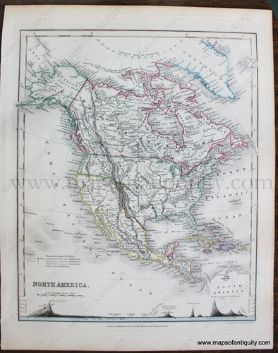 Genuine-Antique-Map-North-America-North-America--1850-Petermann-/-Orr-/-Dower-Maps-Of-Antiquity-1800s-19th-century