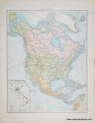 Genuine-Antique-Map-North-America-1900-The-Times-Maps-Of-Antiquity