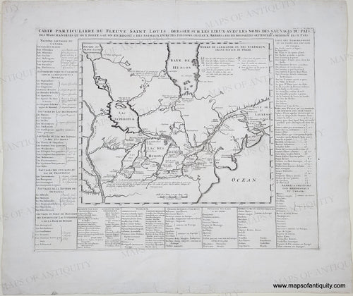 Genuine-Antique-Map-Great-Lakes-Carte-Particuliere-du-Fleuve-Saint-Louis-Dressee-sur-les-Lieux-avec-les-Noms-des-Sauvages-du-Pais-1720-Chatelain-Maps-Of-Antiquity