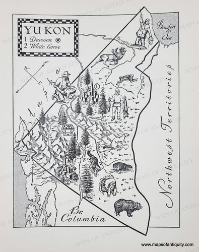 Genuine-Vintage-Map-Yukon-1954-J-B-Lippincott-Company-Maps-Of-Antiquity