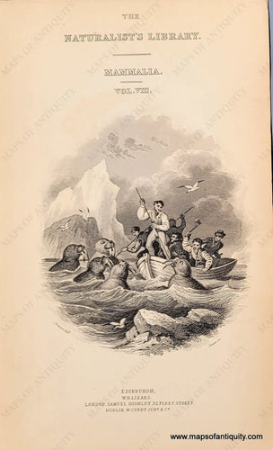 Genuine-Antique-Print-The-Naturalist's-Library-Mammalia-Vol-VII--Title-Page--c-1840-Jardine-Maps-Of-Antiquity