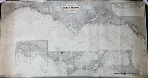 Antique-Blue-Back-Antique-Nautical-Chart-East-Coast-of-North-America-from-New-York-to-Florida-Strait-Imray-Chart-North-America--1876-James-Imray-&-Sons-London-Maps-Of-Antiquity