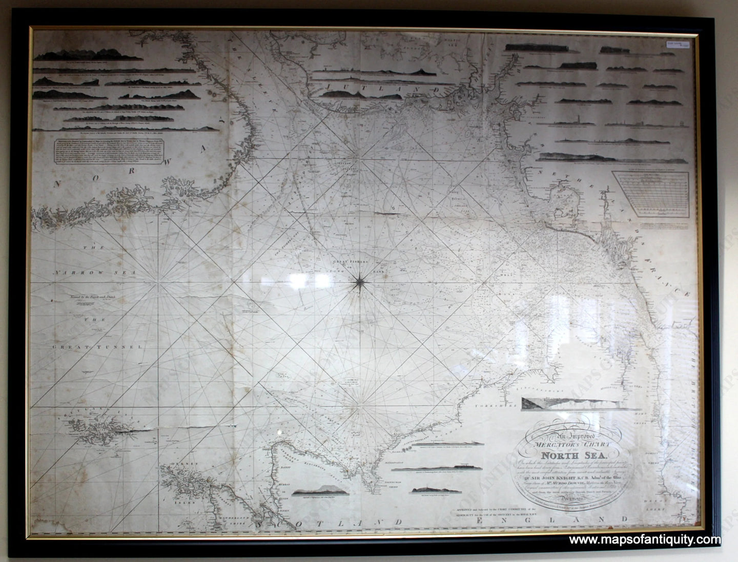 Antique-Nautical-Chart-An-Improved-Mercator's-Chart-of-the-North-Sea-Europe-General-Nautical-Charts-1824-Norie-Maps-Of-Antiquity