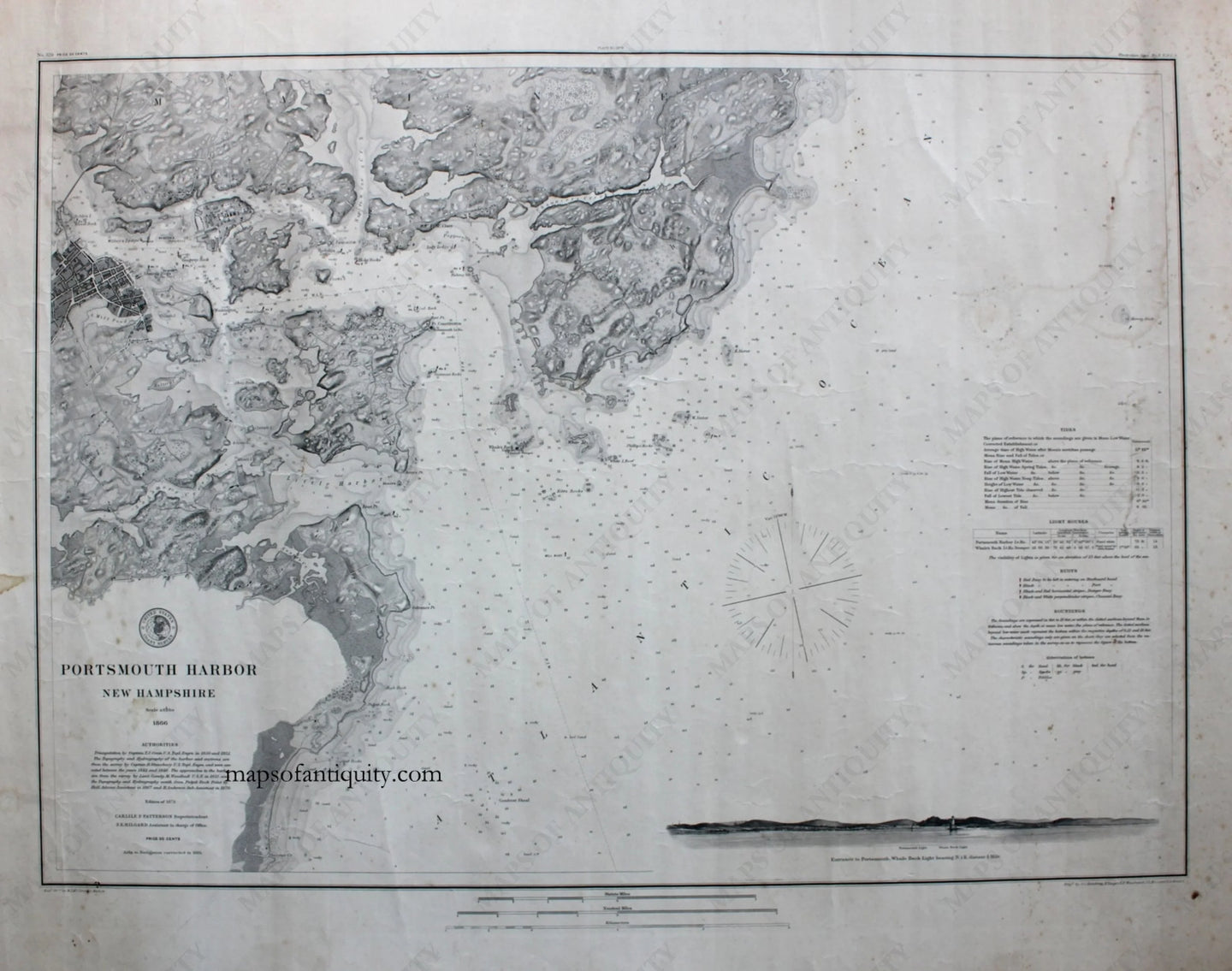 Antique--Nautical-Chart-Portsmouth-Harbor-New-Hampshire-New-England-New-Hamphsire-1884-U.S.-Coast-Survey-Maps-Of-Antiquity